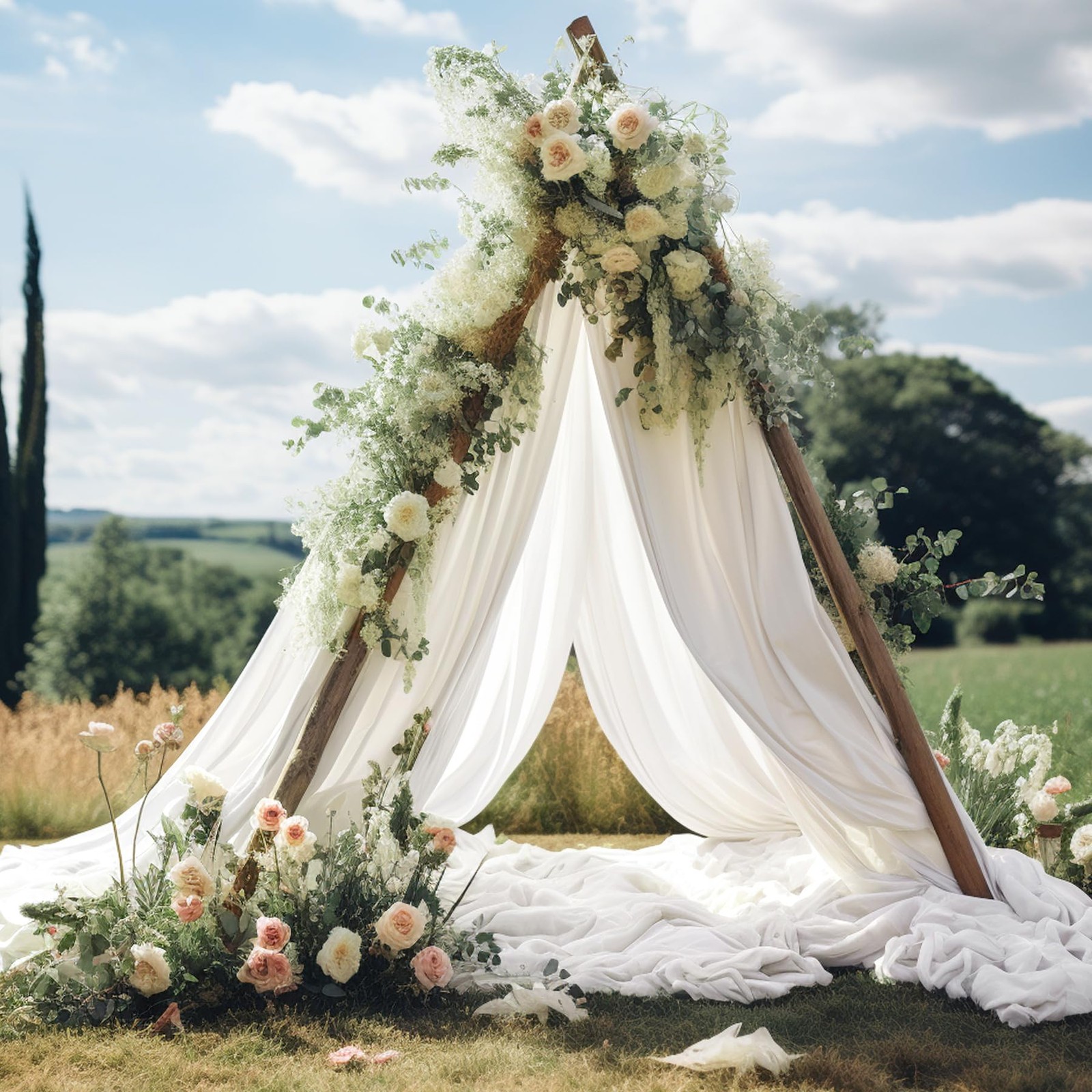 1 Panel White Sheer Arch Draping Fabric, 30-Inch x 20-Foot, Wedding Backdrop