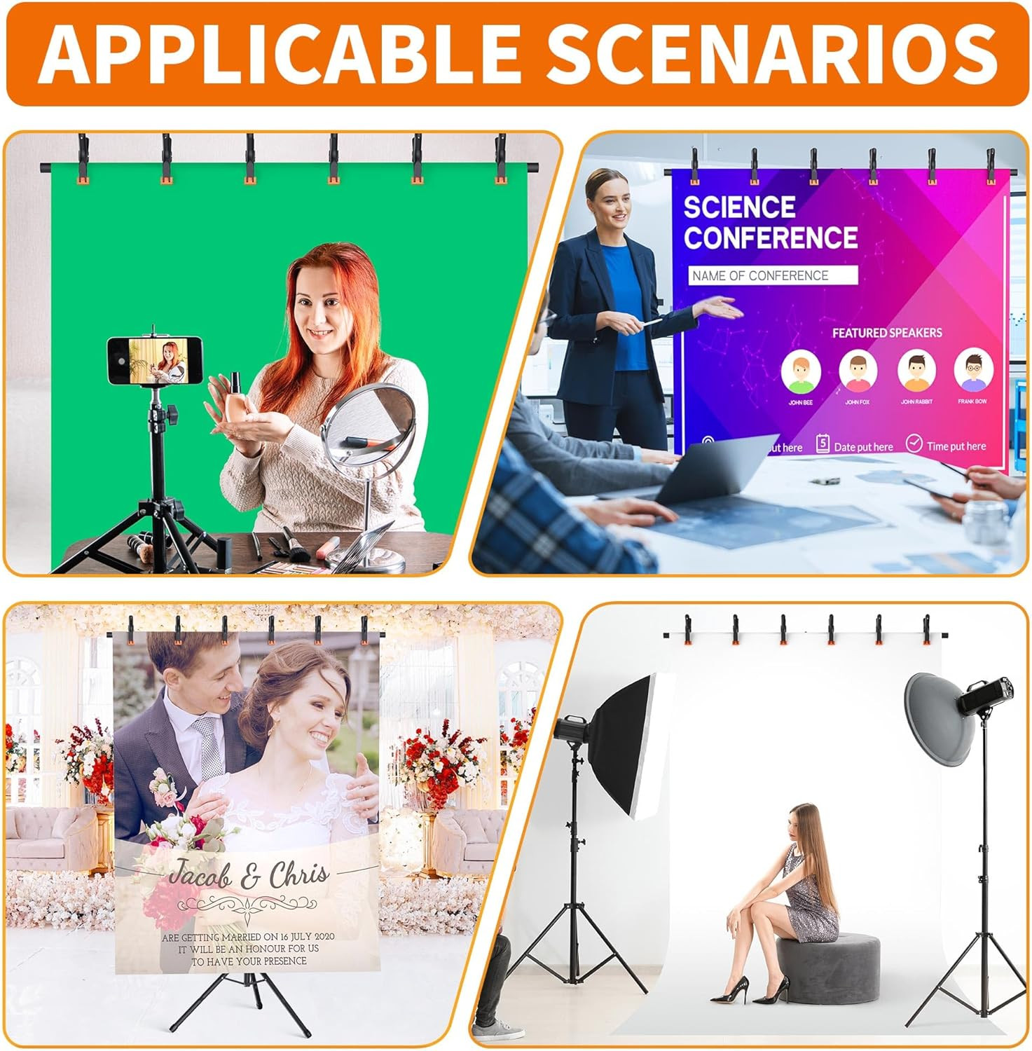 Adjustable Portable T-Shape Backdrop Stand Kit for Photography and Videography