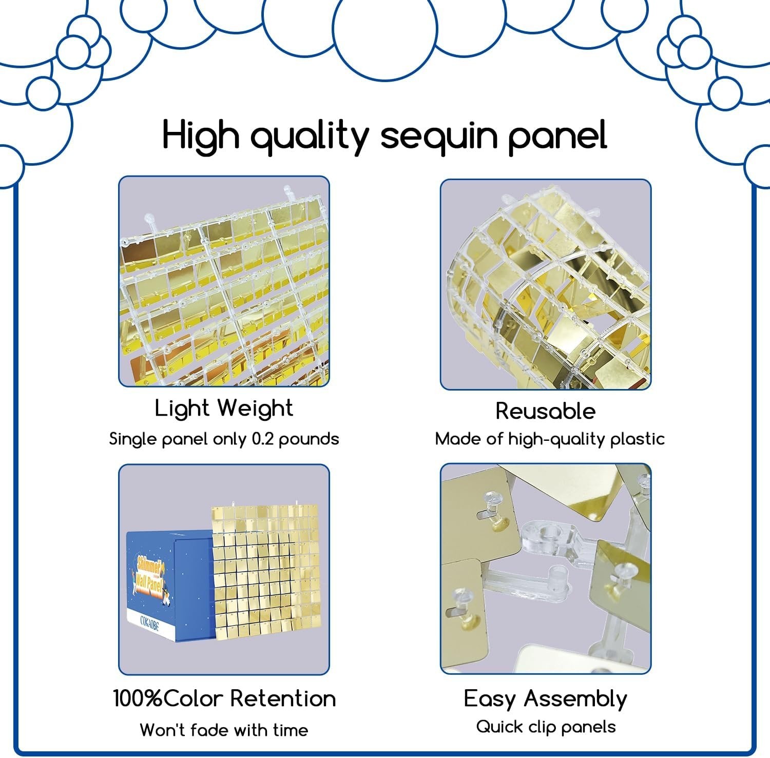 Matte White Shimmer Wall 30 Panels Shimmer Backdrop Decoration (6FTx4FT)