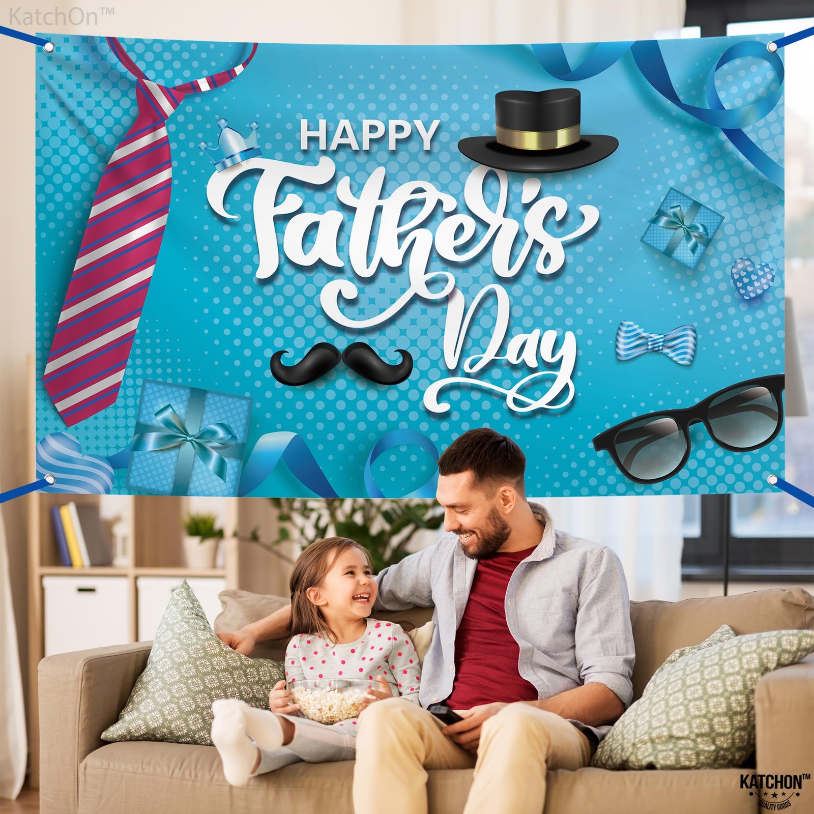 Blue Happy Fathers Day Banner – XtraLarge, 72×44 Inch | Happy Fathers Day Decora