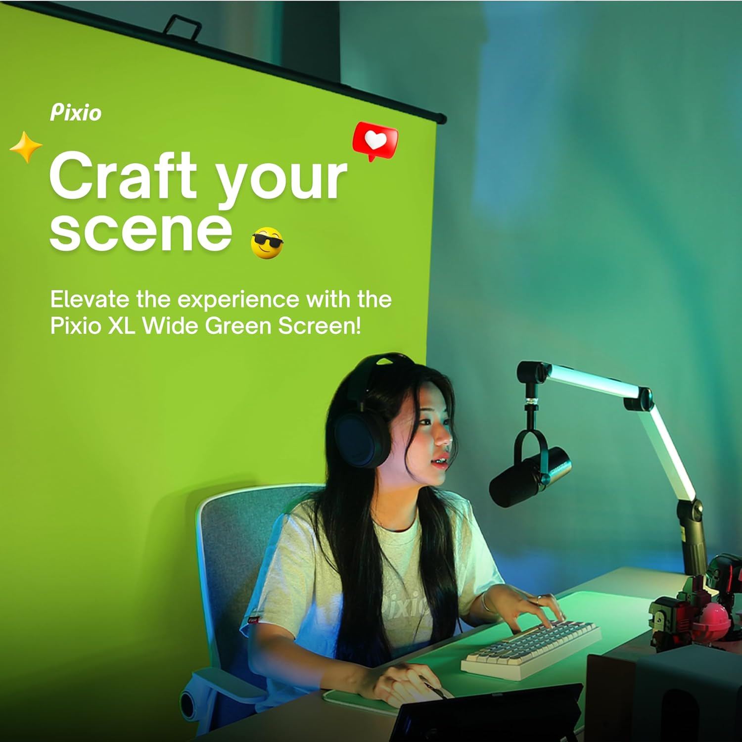 [Wide Version] Green Screen Extra Large Backdrop 78″ L X 78″ W – Free Standing,