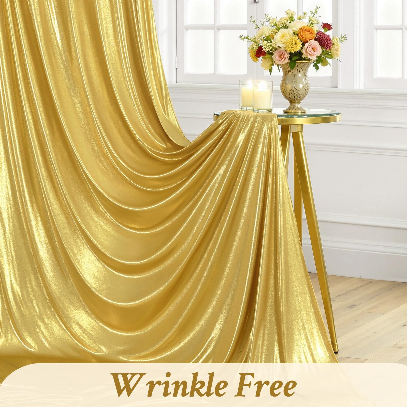 Gold Sequin Backdrop Curtain 40x10ft 5′(W) x 10′(H), 8 panels,