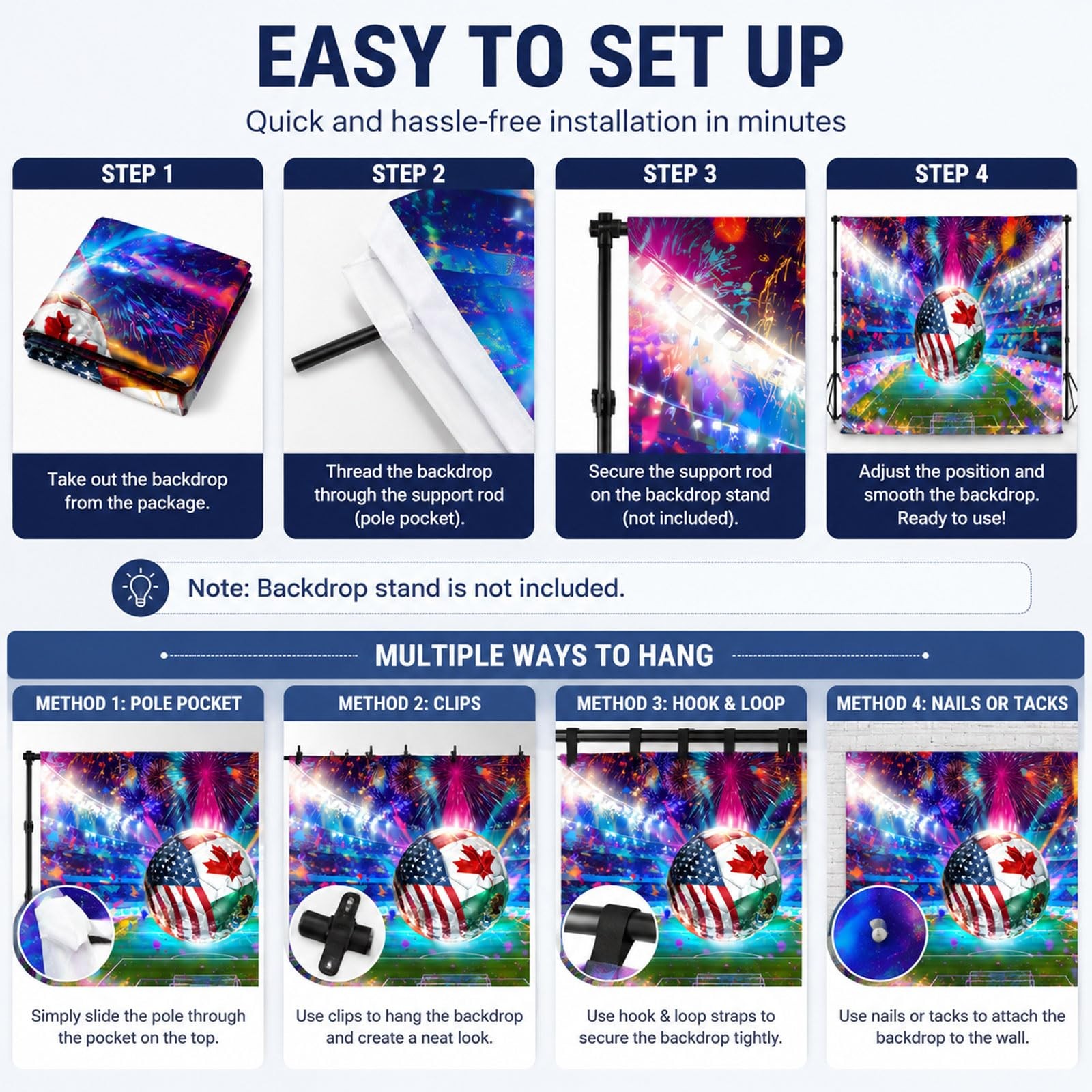 World Soccer Cup Photography Banner Backdrop, 2026 Football Trophy Match Spor…