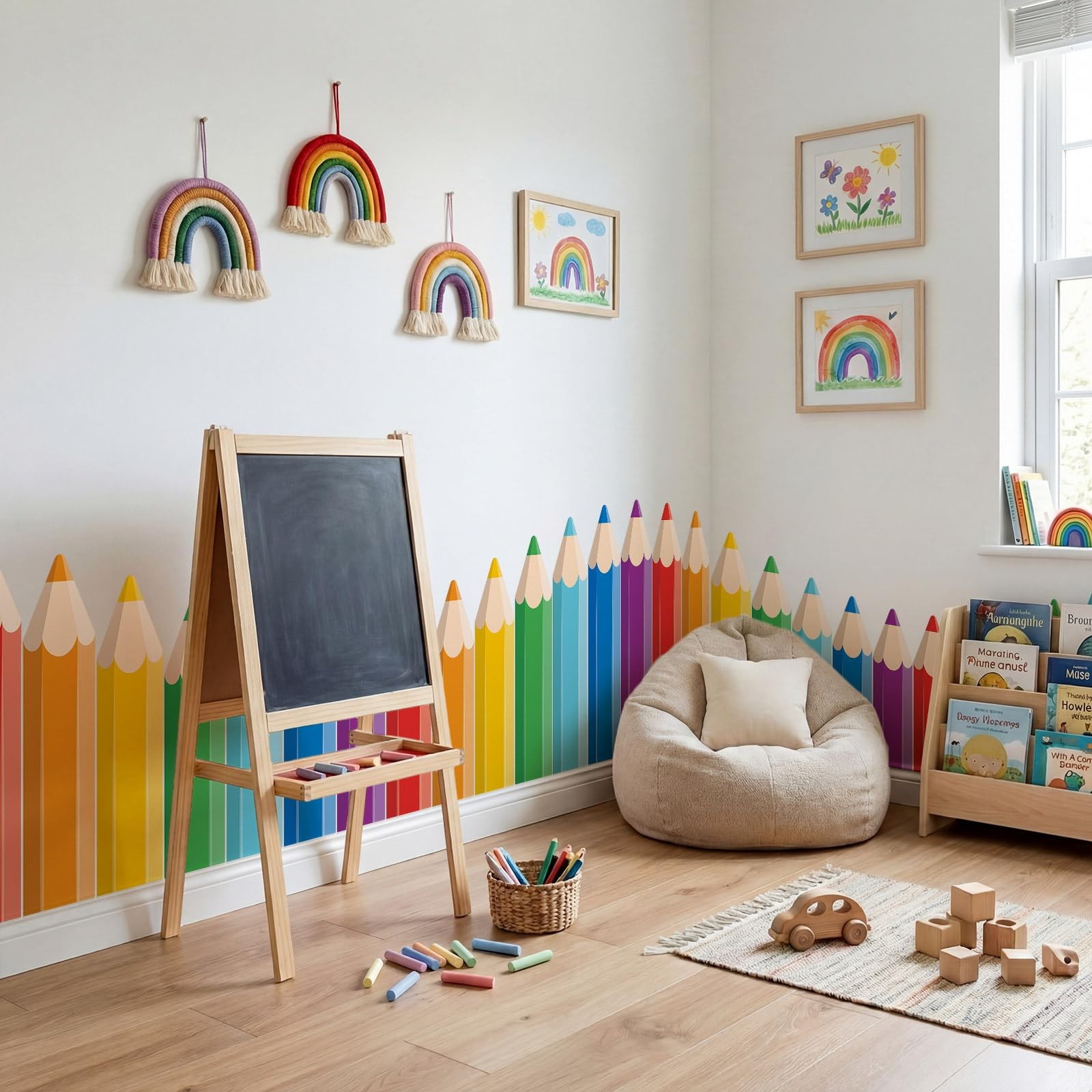 9.8 ft Colorful Pencil Classroom Wall Decor Fabric Back to Classroom Wall Dec…