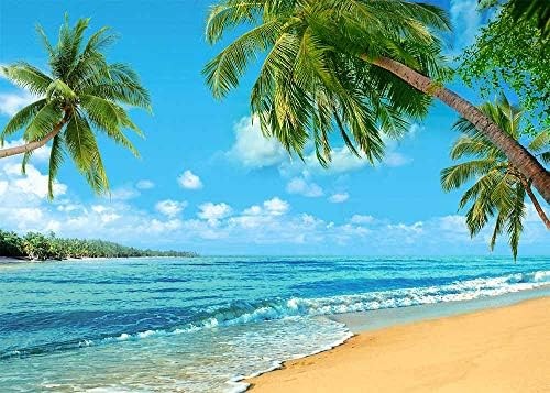 Summer Tropical Hawaii Palm Tree Or Beach Photography Backdrops 7X5FT Blue Sea S