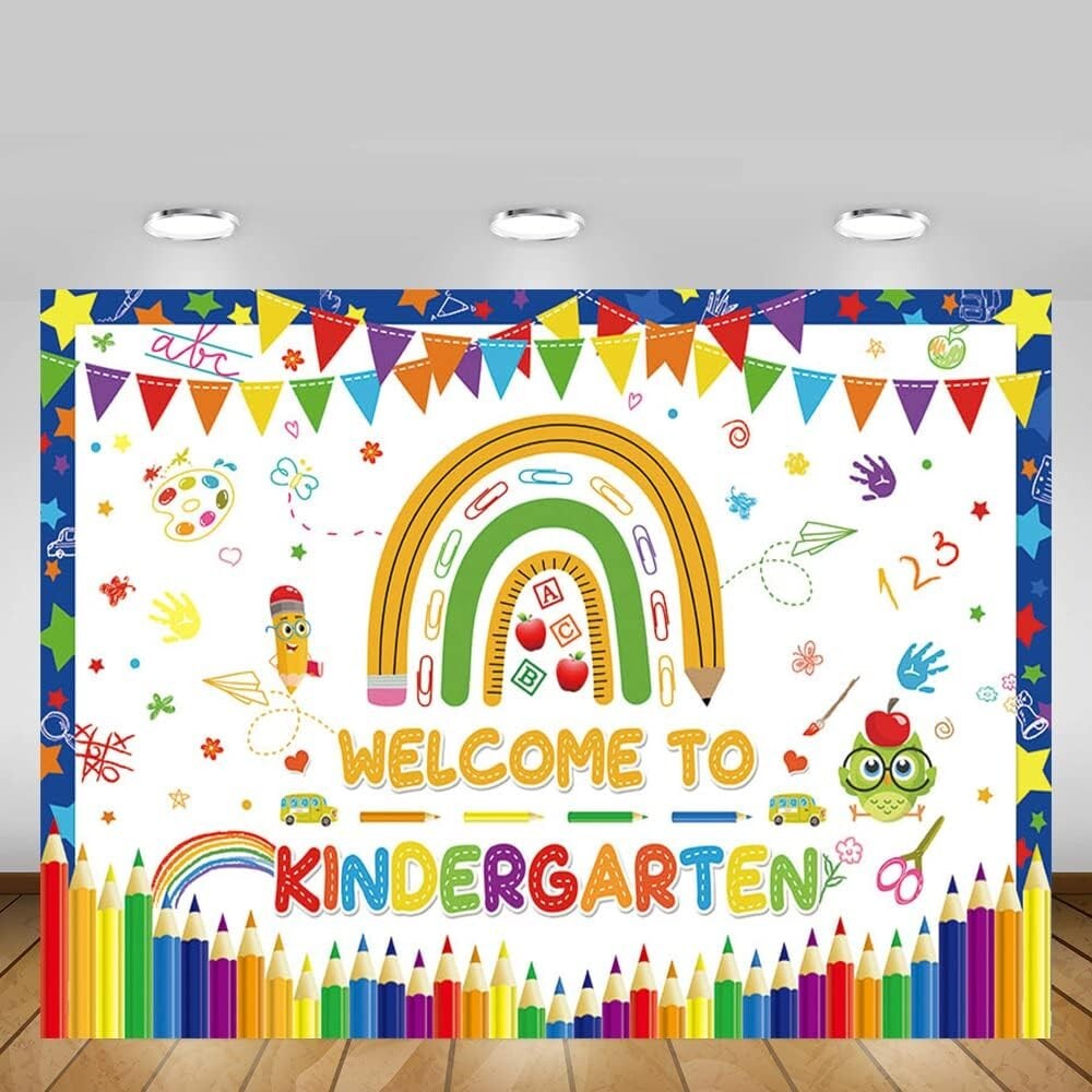 7x5ft Back to School Photography Backdrop Welcome to Kindergarten Banner Flag
