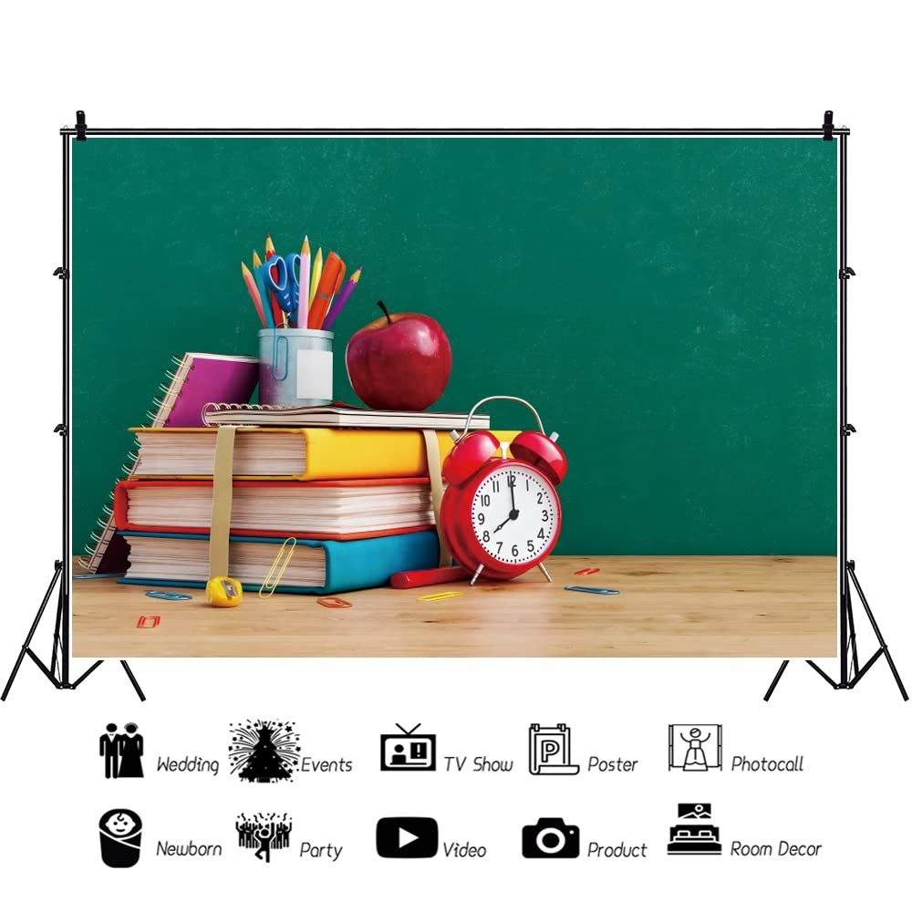Back to School Backdrop Chalkboard Desk Teacher Photography Vinyl 7x5Feet