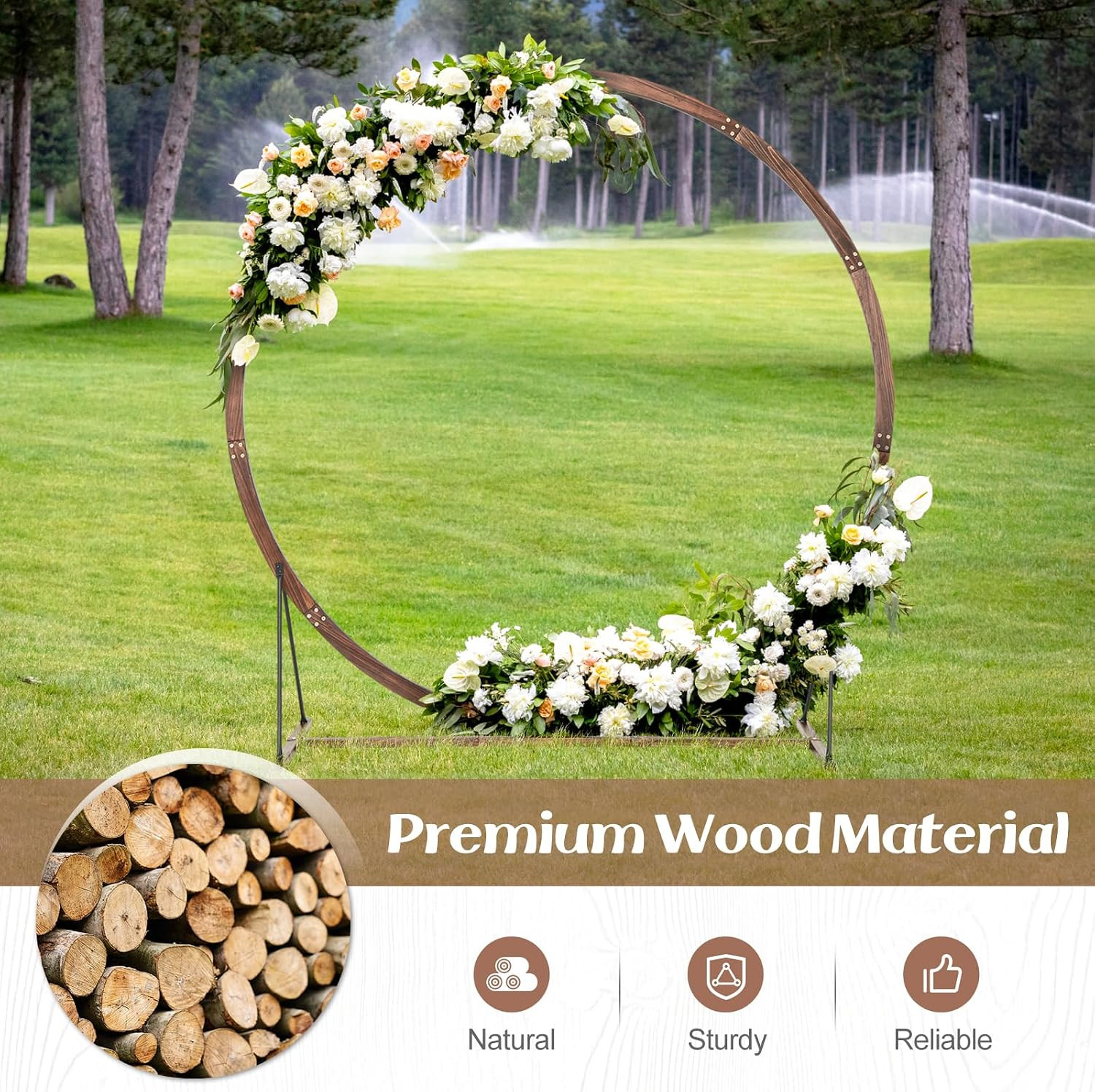 Moccha Wedding Arch, 7.4 FT Wooden Arch Backdrop Stand, Outdoor Archway Pergola,