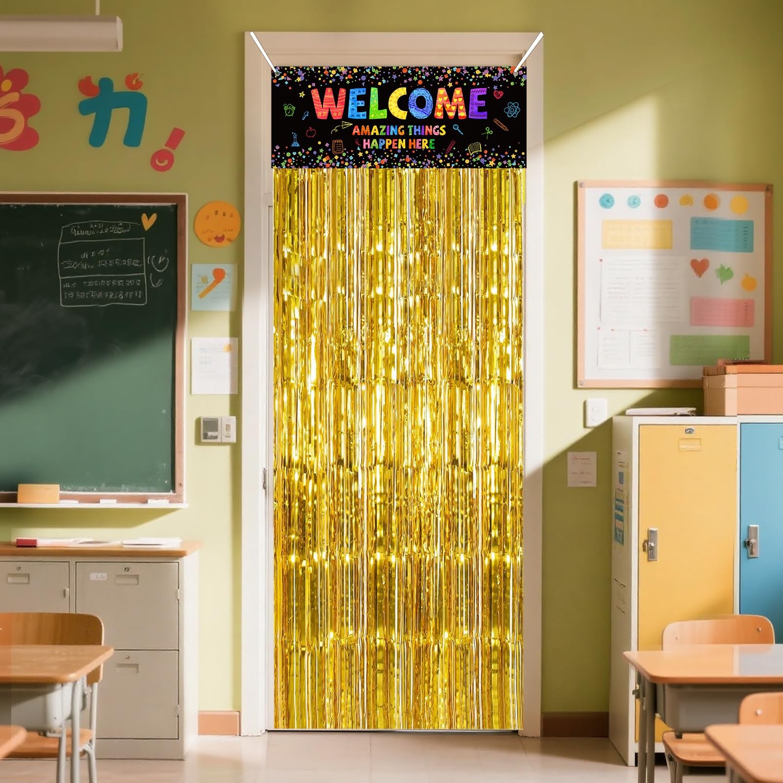 Confetti Classroom Door Decorations, Welcome Back to School Banner Sign with …
