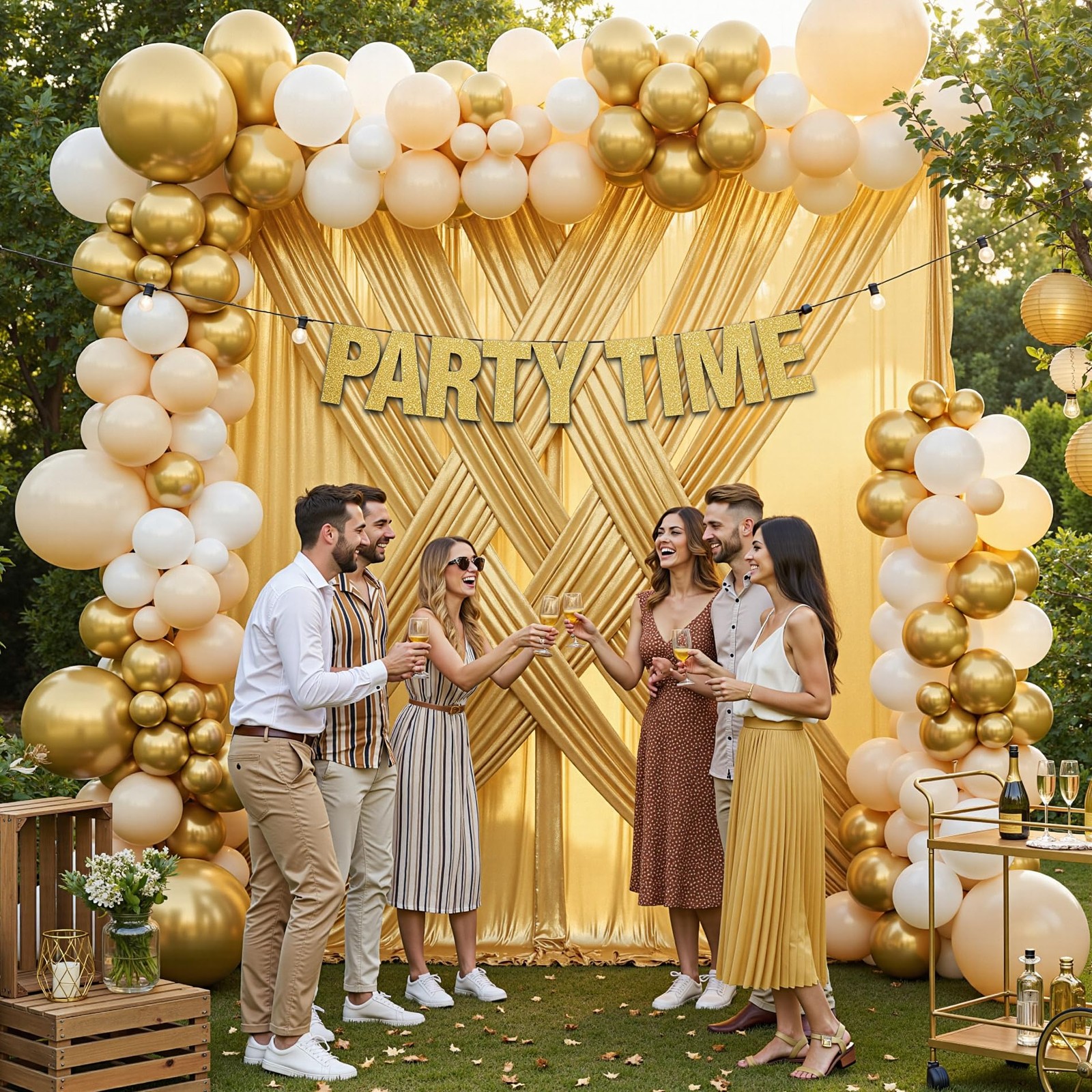 40ft x 10ft Gold Sequin Backdrop Curtain for 5’W×10’H _8 Panels,