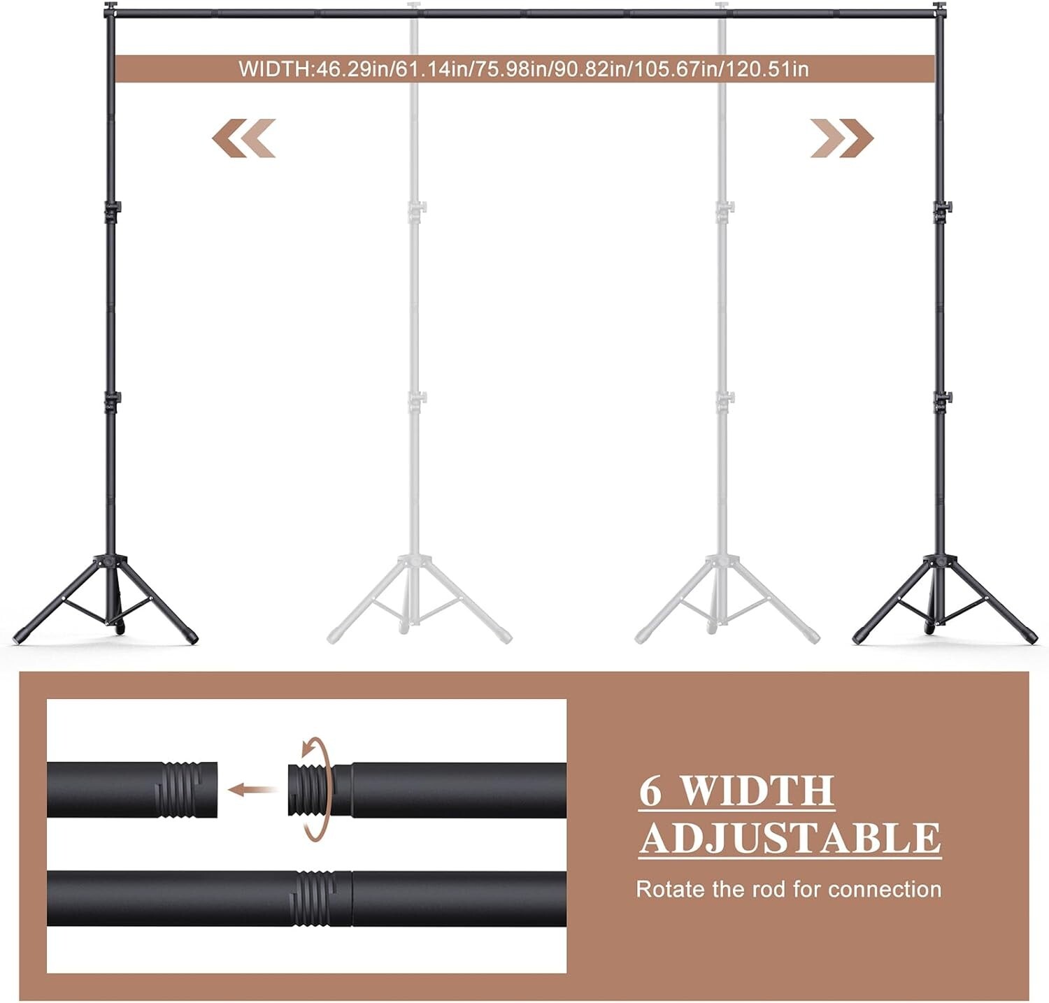 10×7.5Ft Adjustable Heavy-Duty Backdrop Stand Kit with Clamps for Photographers