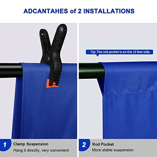 10×7 FT Royal Blue Photography Backdrop, Seamless Chromakey Blue Curtain for Vid