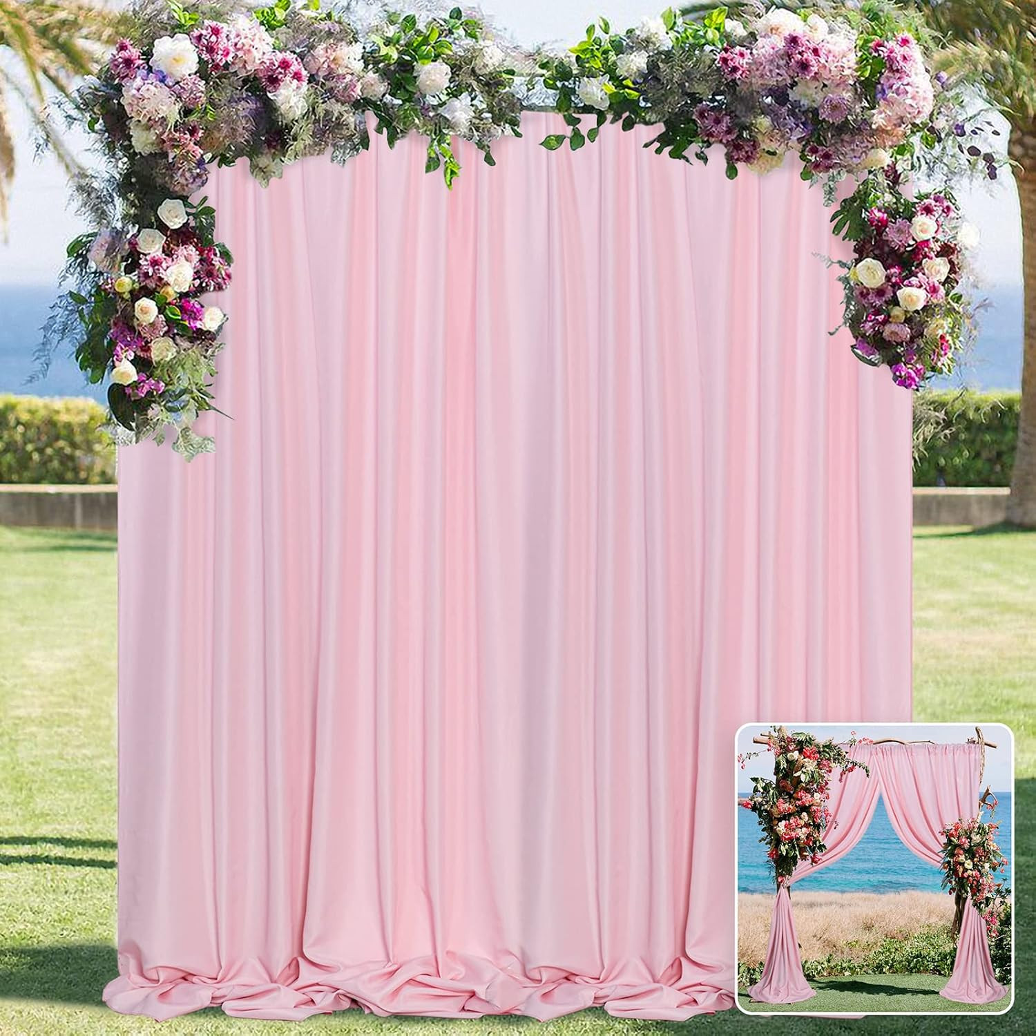 Pink Backdrop Curtain for Parties Rod Pocket Pink Curtains Photography Backdrop
