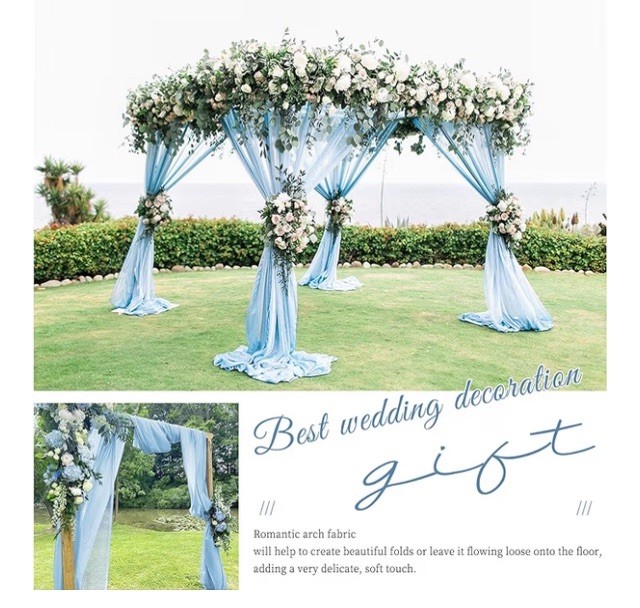 Wedding Arch Drapes Fabric 4 Panels 20Ft L x 28” Baby Blue Arch Chiffon Curtains