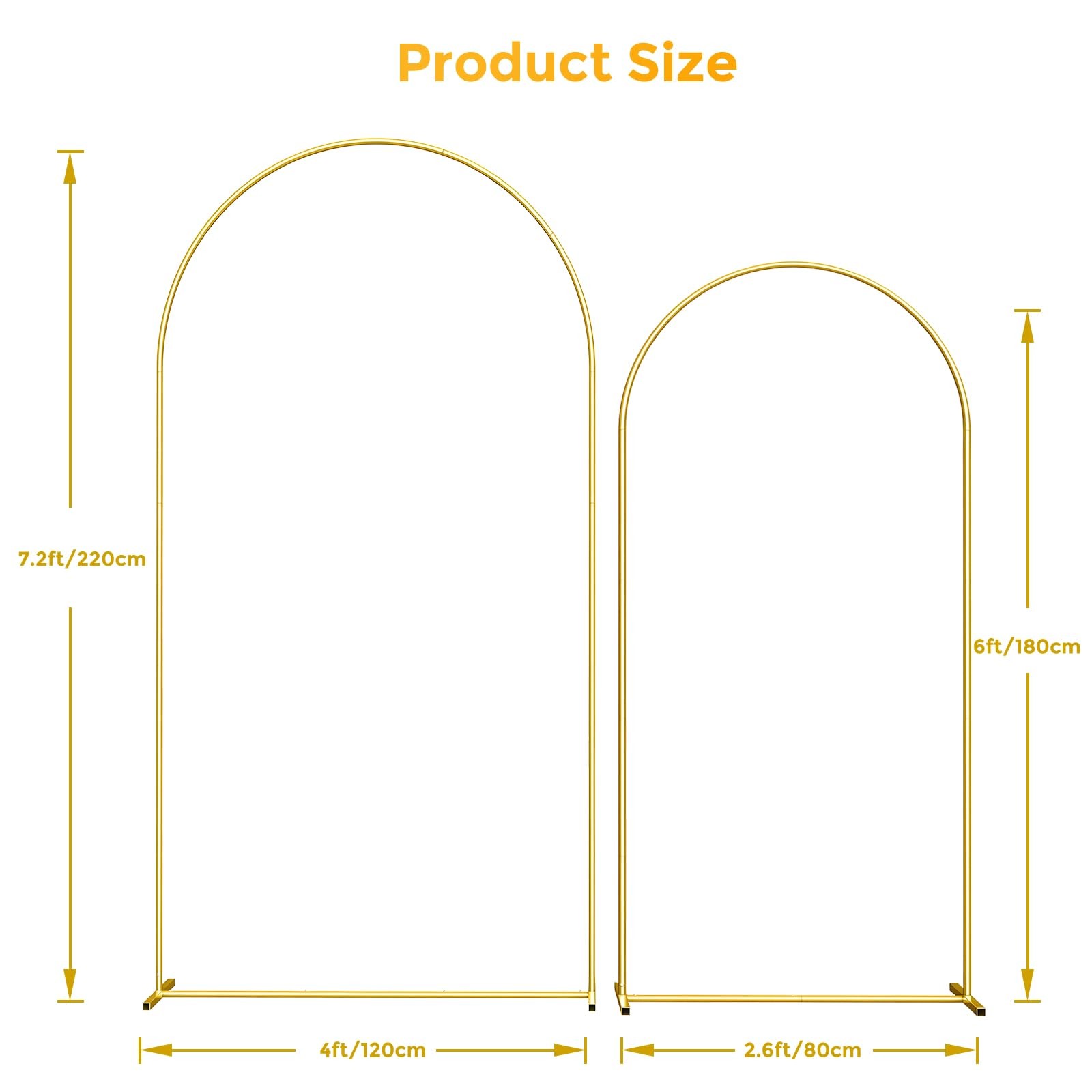 Metal Arch Backdrop Stand, 7.2FT+6FT Wedding Arch Frame, Gold Wedding Arch Ba…