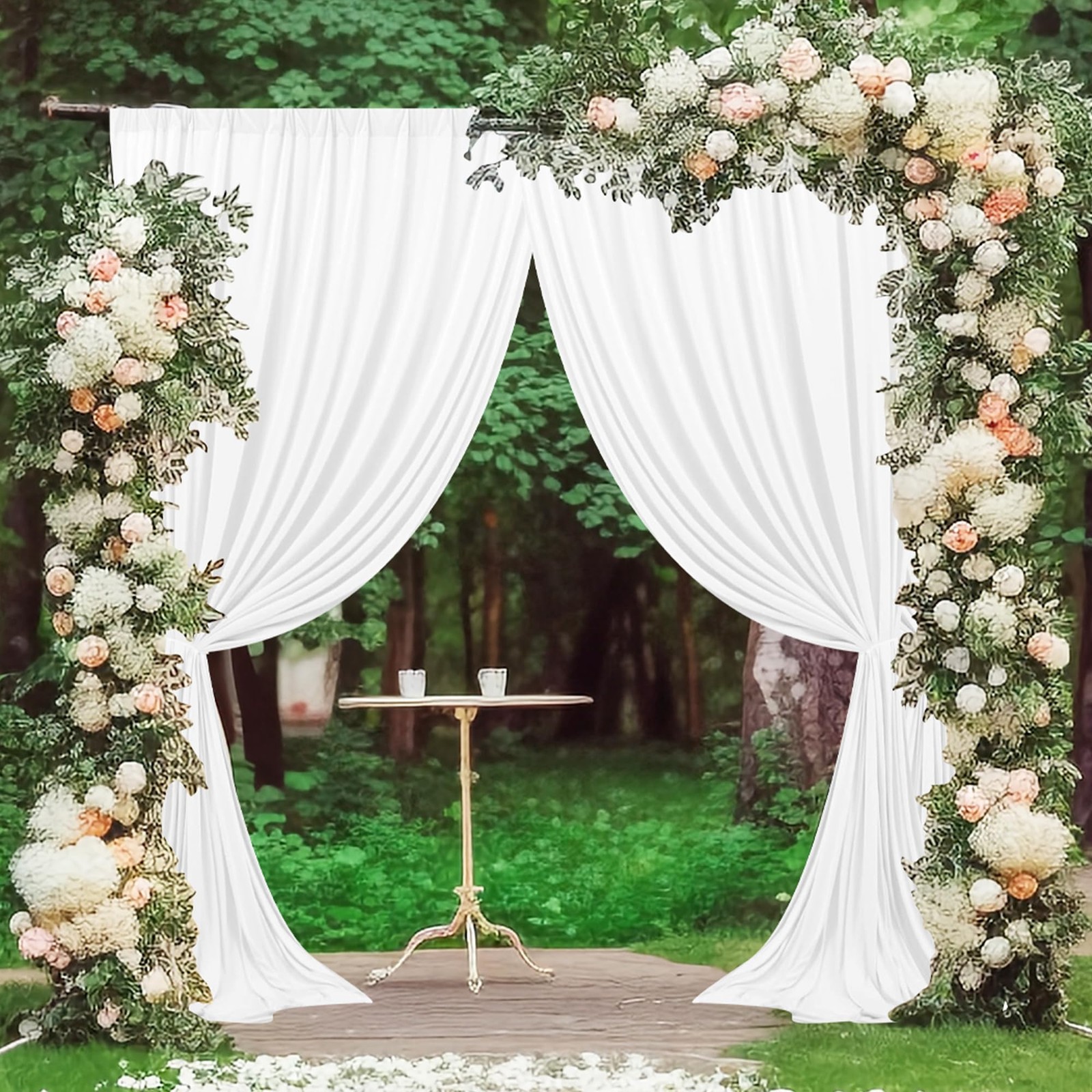 White Backdrop Curtain for Parties Wedding Photo Drapes 5×7 Feet 2 Panels