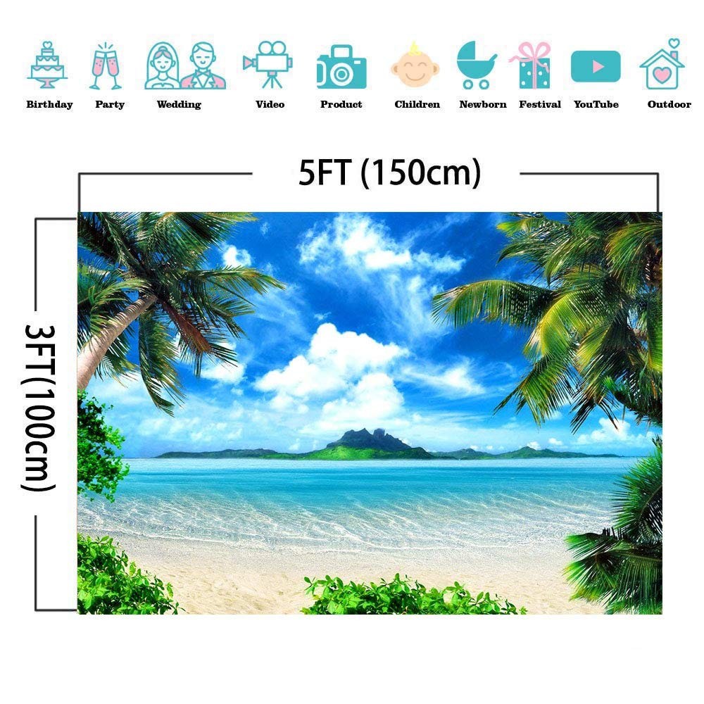 Summer Tropical Beac Photography Backdrops for Hawaii Luau Theme Pool Party