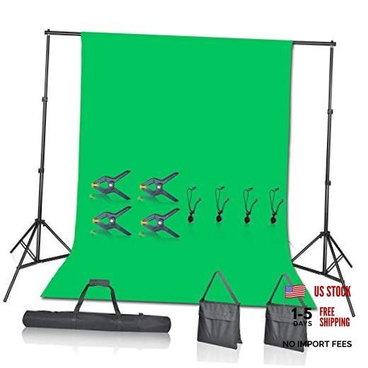 Green Screen Backdrop with Stand Kit, 7 x 10ft Photography Background 6×9 ft