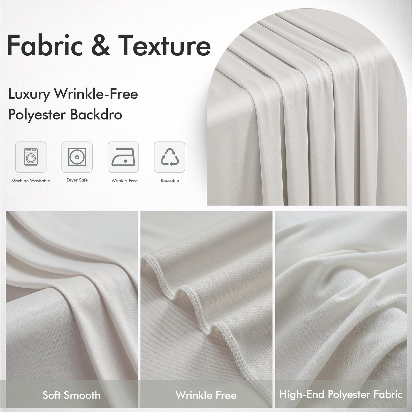 50ftx12ft Wrinkle Free Champagne (W)5ft x (H)12ft (10 Panel),