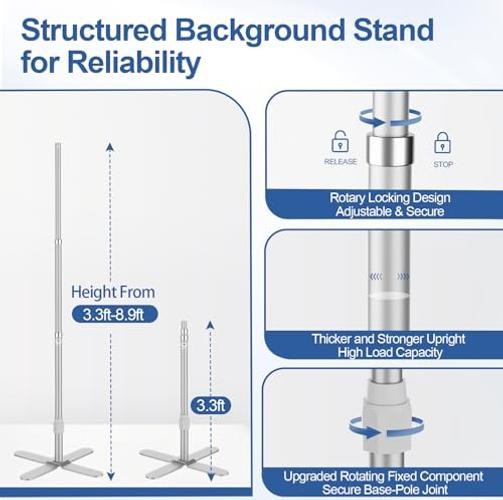 Backdrop Stand Heavy Duty 8.9x10Ft, Pipe and Drape Photo Background 8.9×10FT