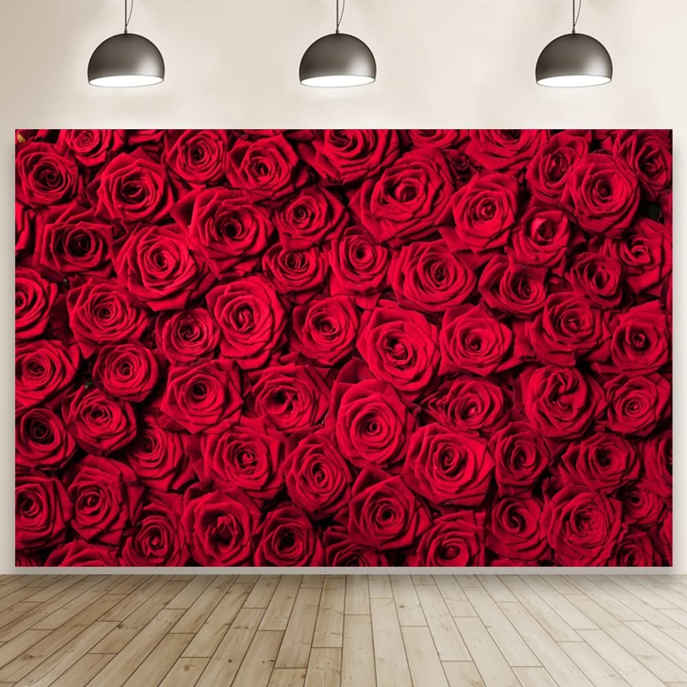 10x8ft Red Rose Backdrop – Floral Wall Background for Weddings, Parties, & Photo