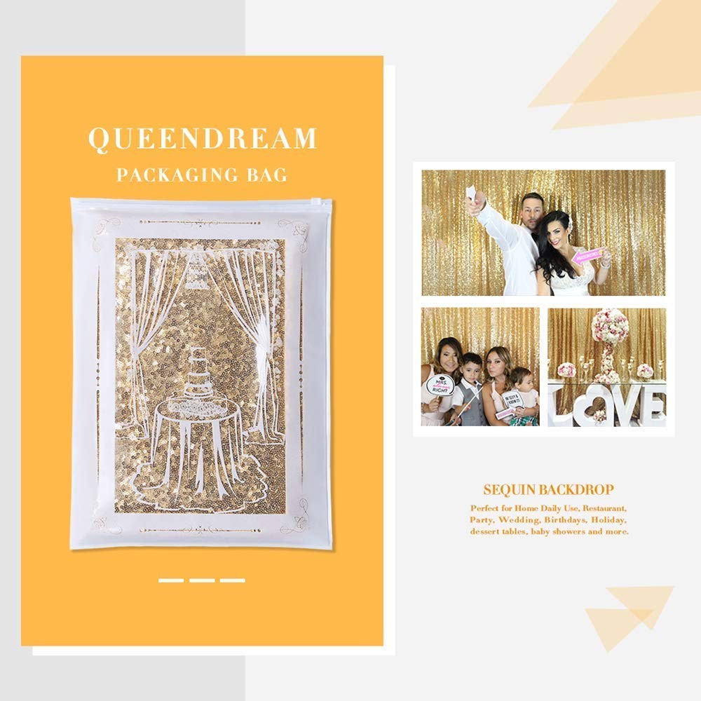 7ft x 7ft Gold Sequin Backdrop Curtain Glitter Photo Booth, Wedding Birthday