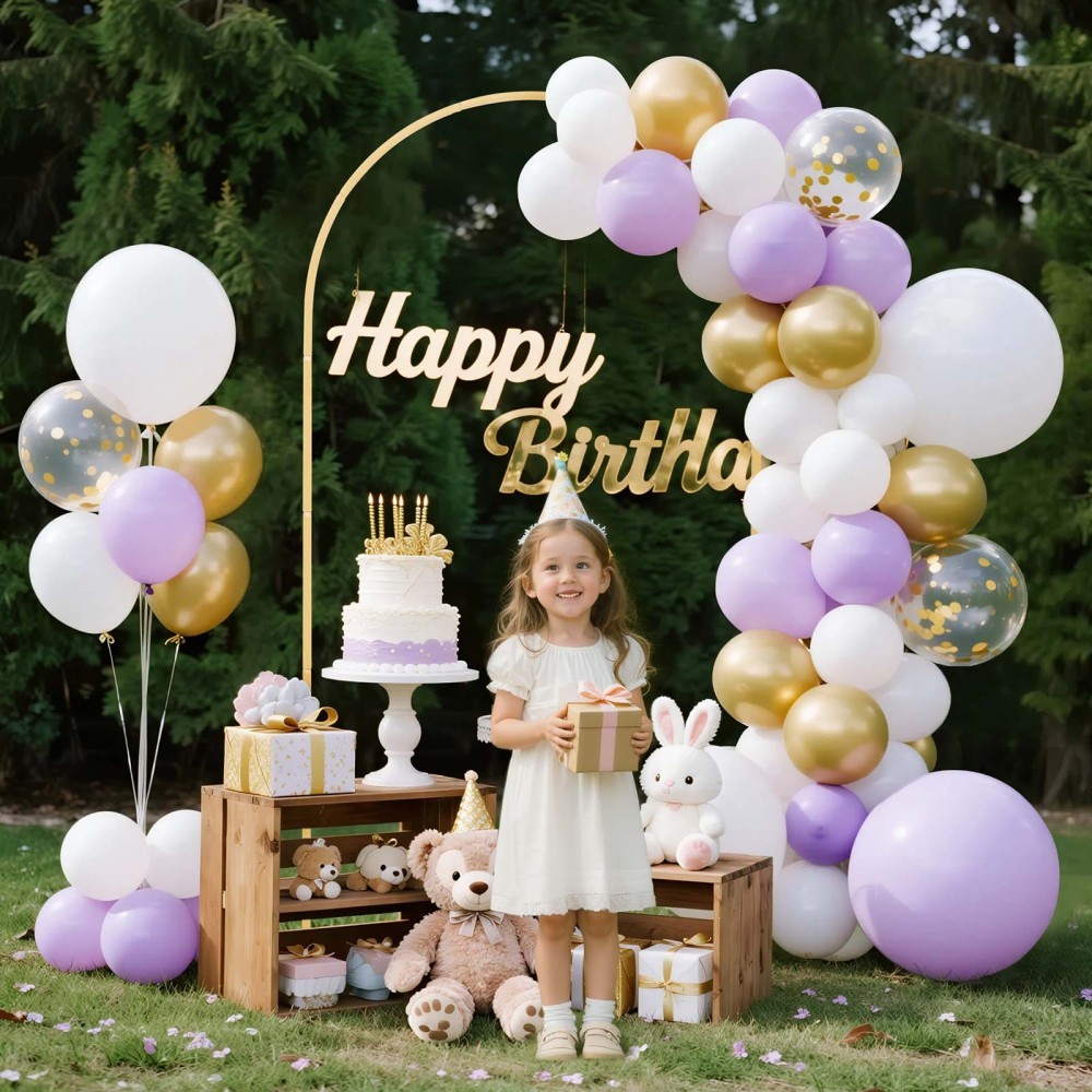Gold Arch Backdrop Stand – 6.6×3.3ft Easy Assembly Metal Frame for Wedding Party