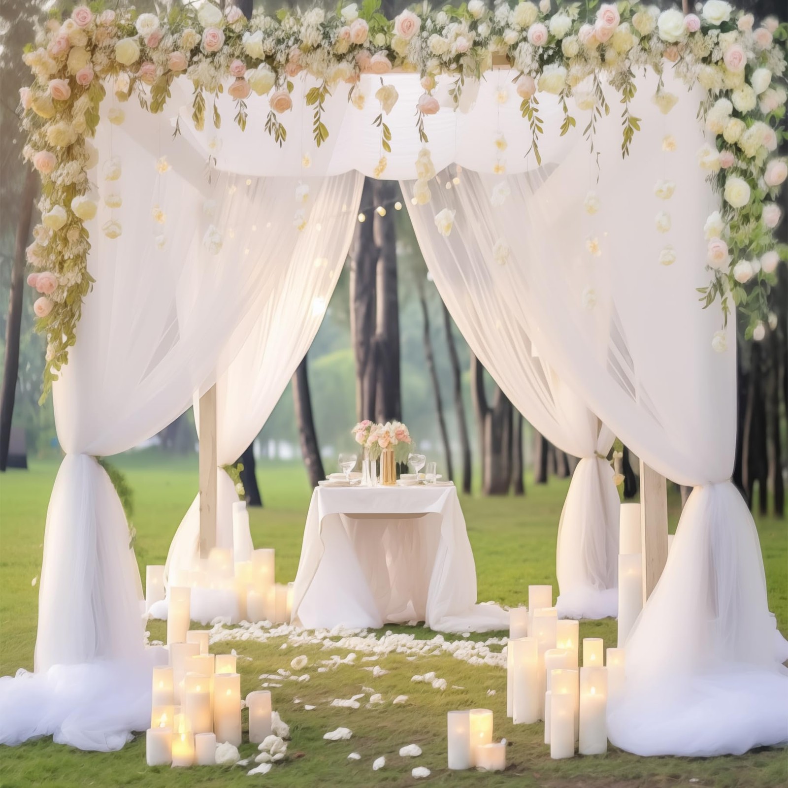 White Tulle Sheer Party Backdrop Curtains Drapes Wedding Photo 20x10ft Mat