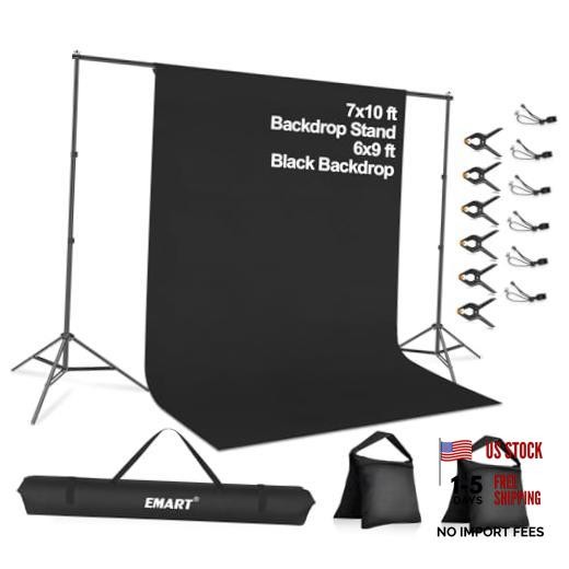 7 x 10 ft Adjustable Photo 7*10ft Backdrop Stand Black(6*9ft Backdrop)
