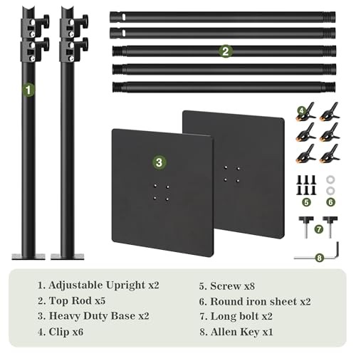 Square Backdrop Stand 6.5×10 ft, Adjustable Photo Backdrop Stand Kit, 10×6.5 ft