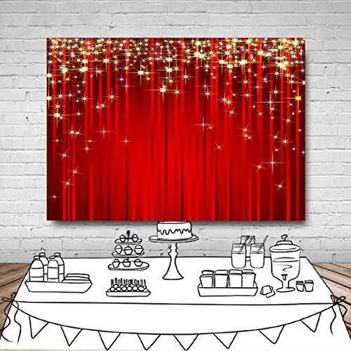 7x5ft Gold Starry Red Photography Backdrop Glitter Golden Star Stripes Backgr…