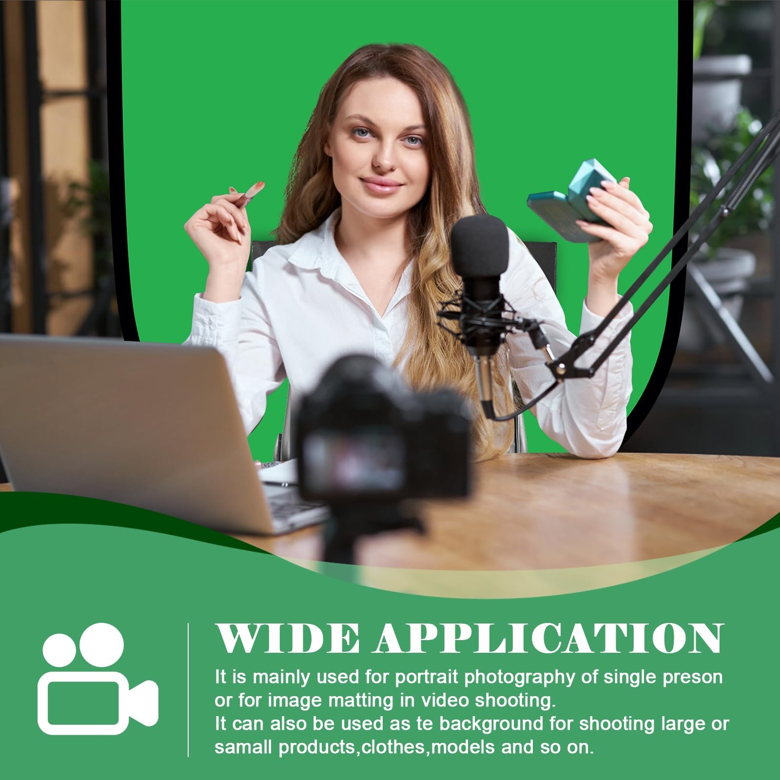 Green Screen Backdrop, 58in Portable Green Screen Chair with Stand Double Sid…