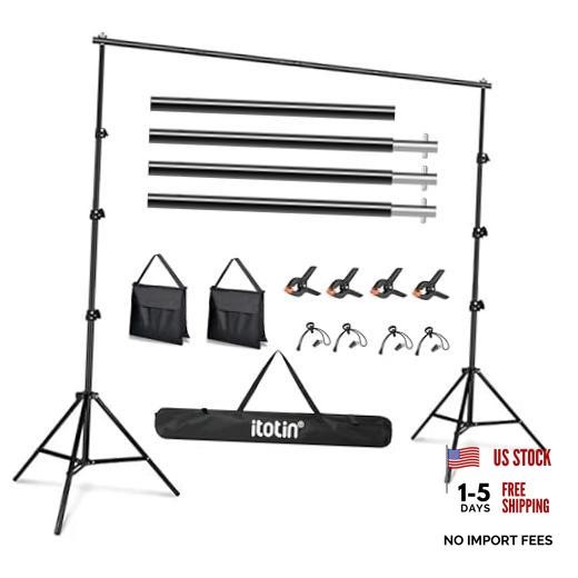 Photo Backdrop Stand 9ft x 10ft Photograhy Adjustable Background 9x10ft Black