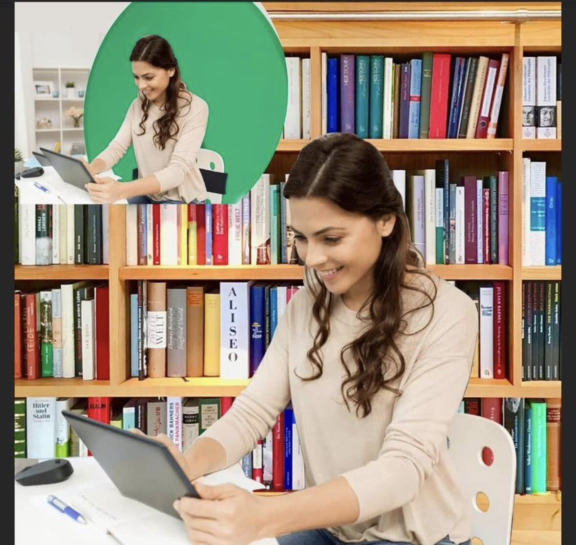 59″ Green Screen Backdrop Round Collapsible Webcam Background For Chair Videos
