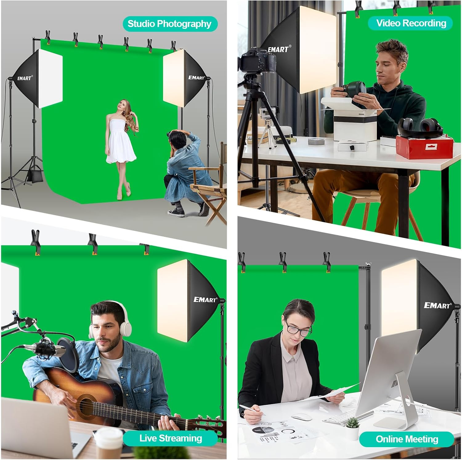 Photography Lighting Kit, 7 X 10 FT Backdrop Stand with 6 X 9 FT Backdrop, Softb