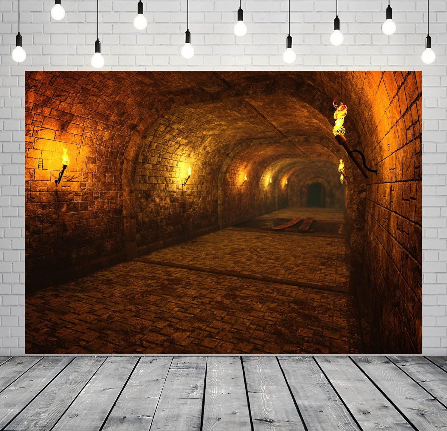 7X5Ft Fabric Medieval Castle Dungeon Backdrop Dark Underground Tunnel
