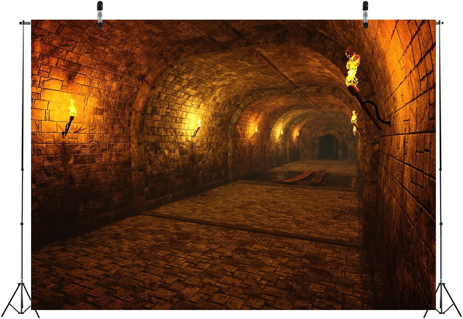 7X5Ft Fabric Medieval Castle Dungeon Backdrop Dark Underground Tunnel
