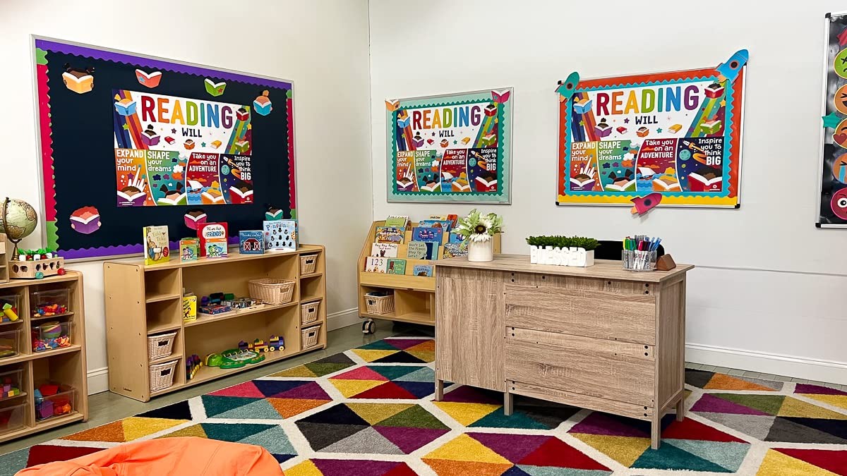 2 Large Reading Posters for Classroom – 13.5”x39” Motivational Banners – Bulleti