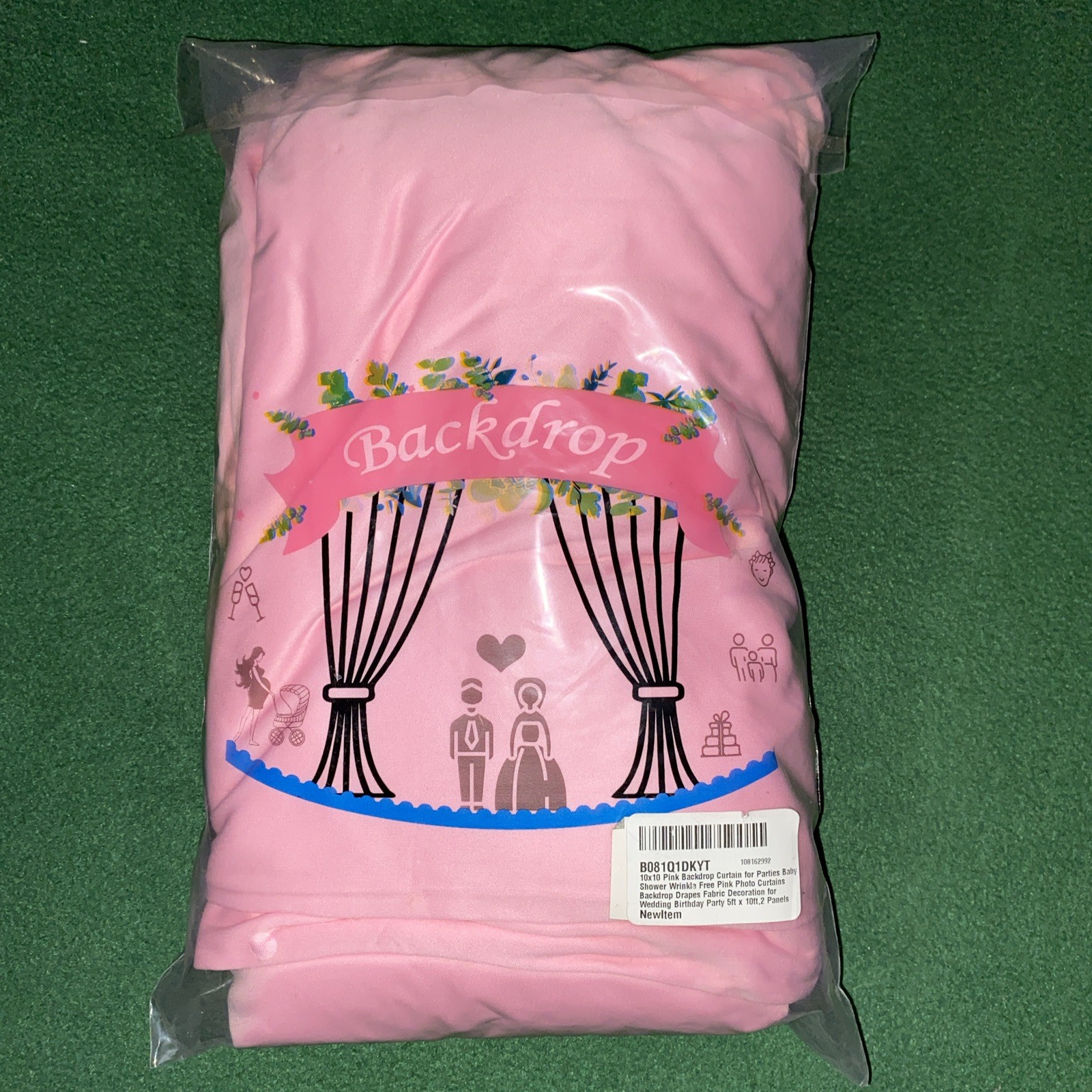 10×10 Pink Backdrop Curtain for Parties Wedding Wrinkle Free 5ftX10ft 2 Panels