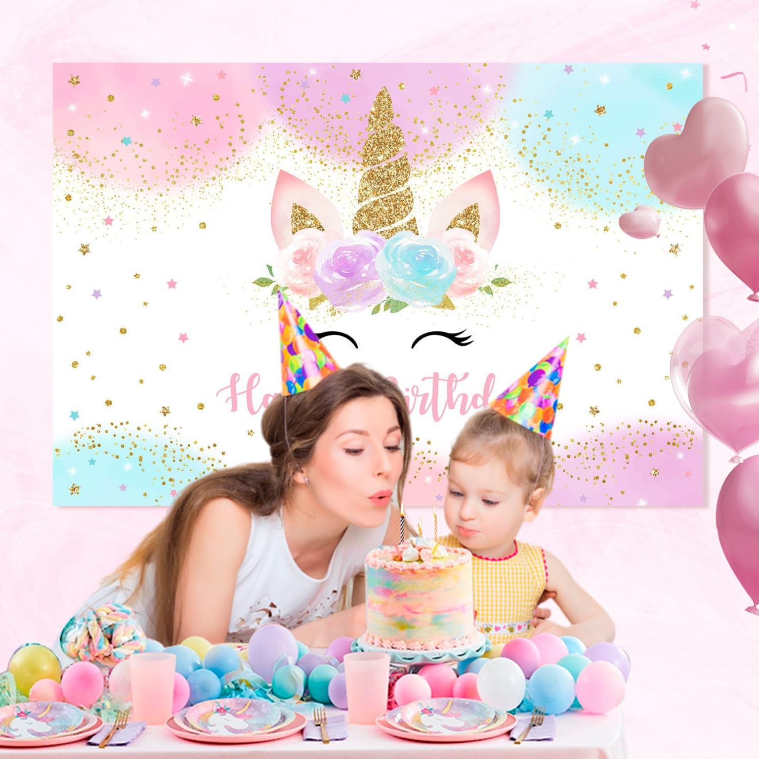 Fondo de decoración de cumpleaños de 1,5 x 0,9 m, accesorios fotomatón, pancarta