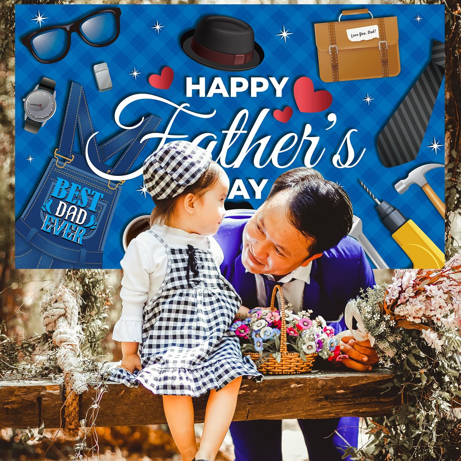 Happy Fathers Day Banner Backdrop,Happy Fathers Day Decorations Backdrop for P..