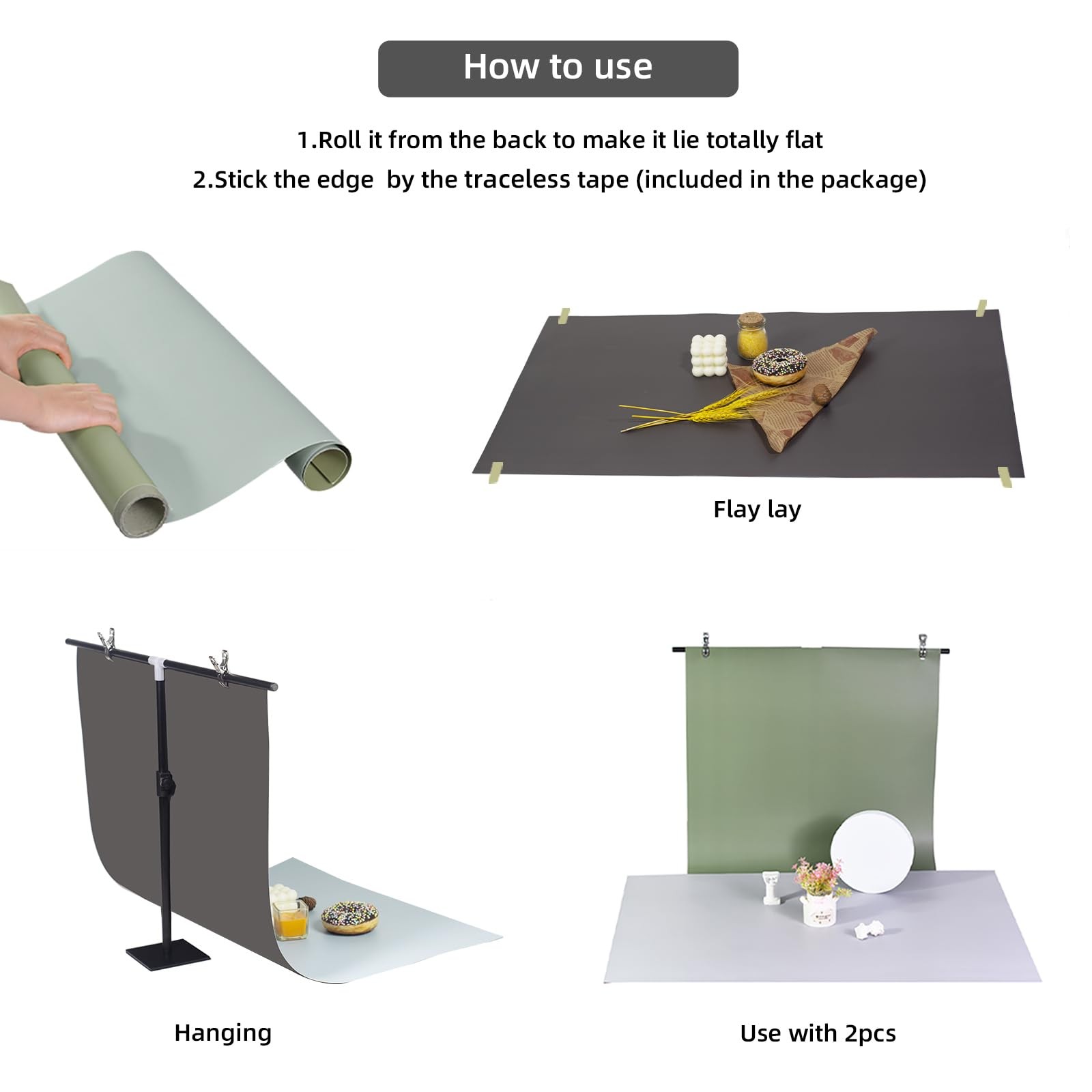 Photography Backdrop Product Photo Background: Small Size Paper Backdrops kit