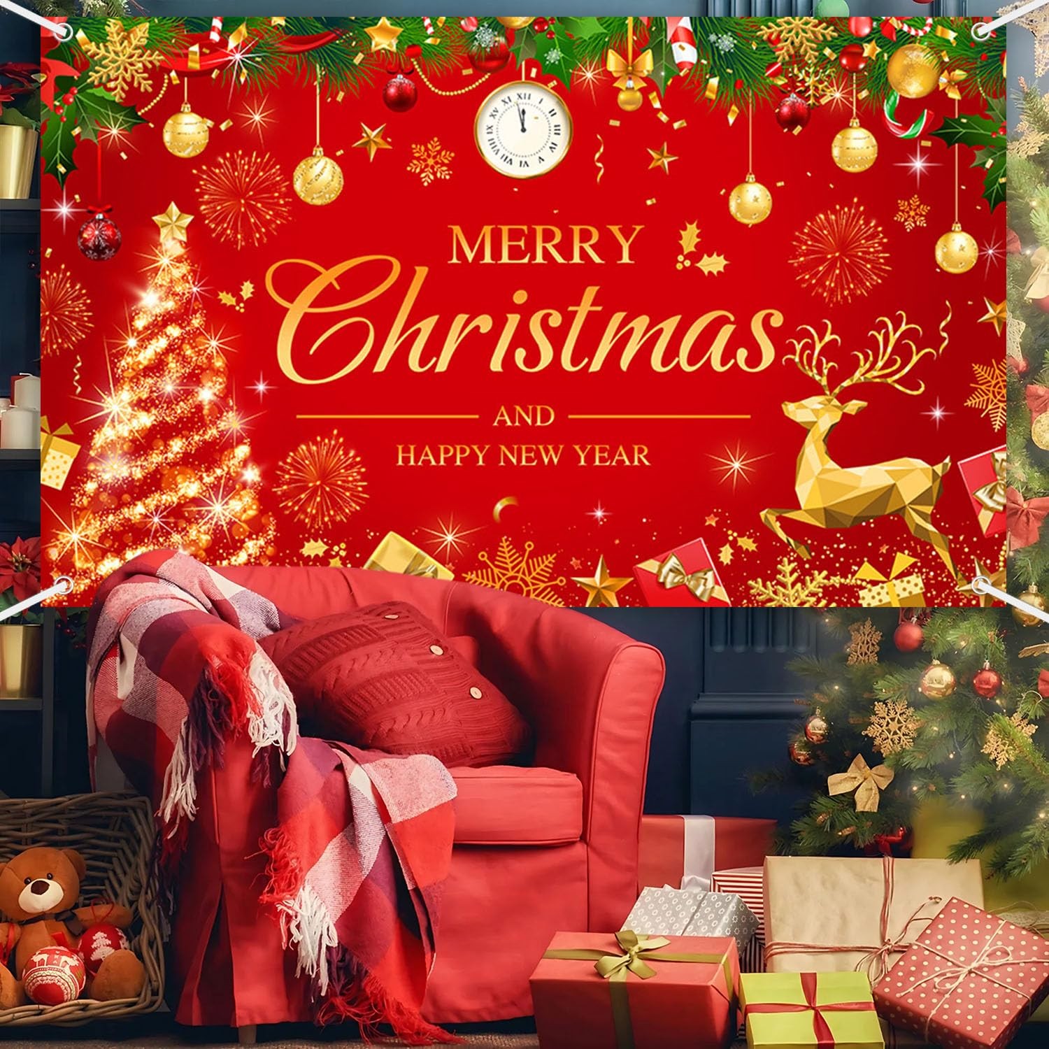 Merry Christmas Banner Decorations Merry Christmas and Happy New Year Banner Pho