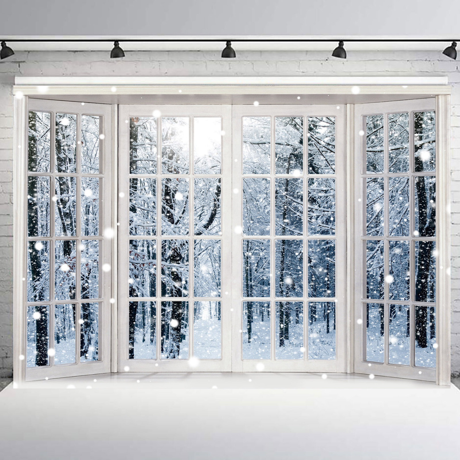 10x8ft Winter Snow Forest Scenery Christmas Tree Vinyl Backdrop Photo Background