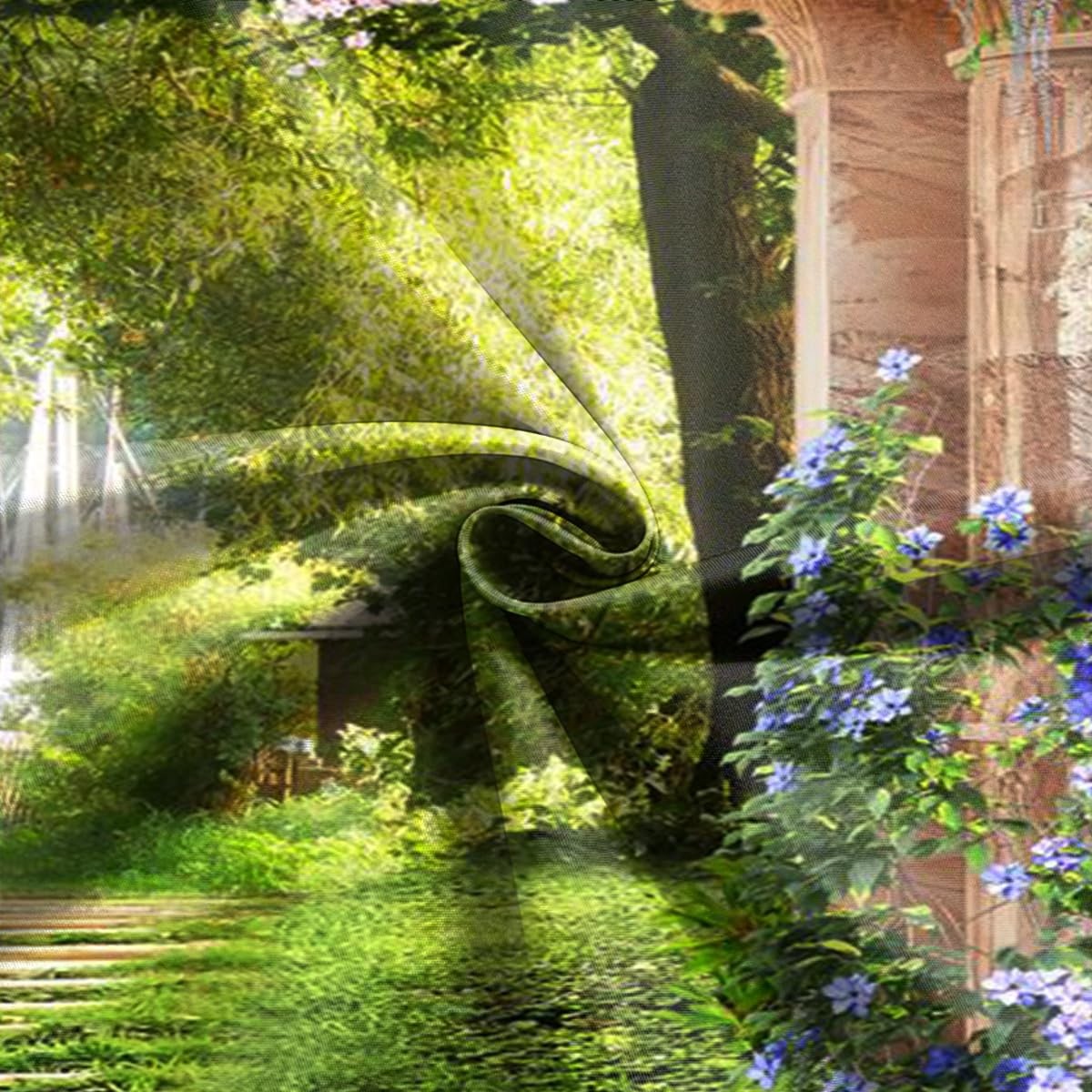 3×5 Foot Beautiful Garden Backdrop Spring Blooming Floral Stone Arch Nature