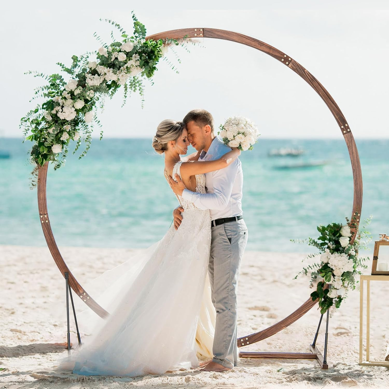 Moccha Wedding Arch, 7.4 FT Wooden Arch Backdrop Stand, Outdoor Archway Pergola,