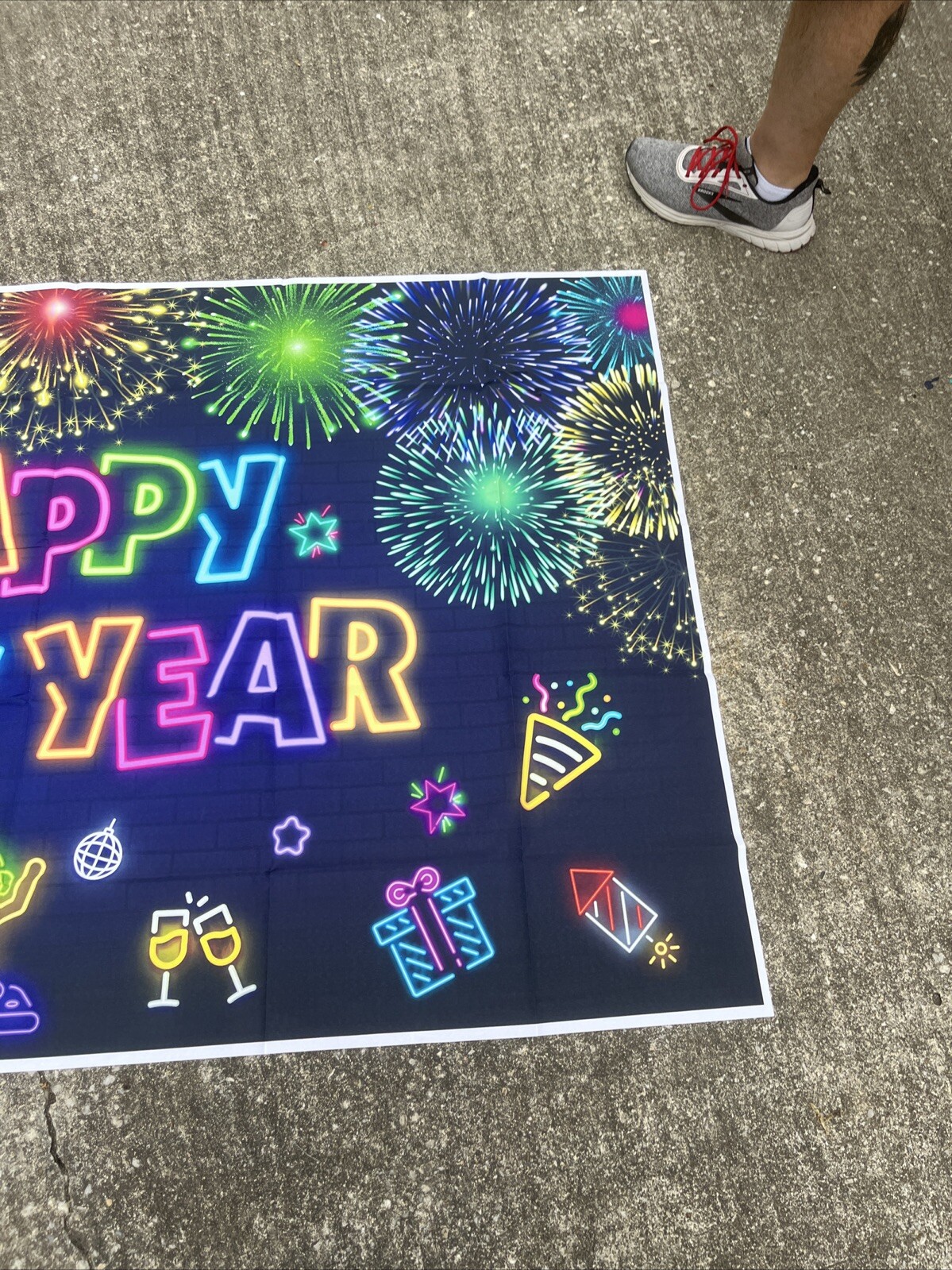 Happy new year backdrop neon colors 3.5 X 6
