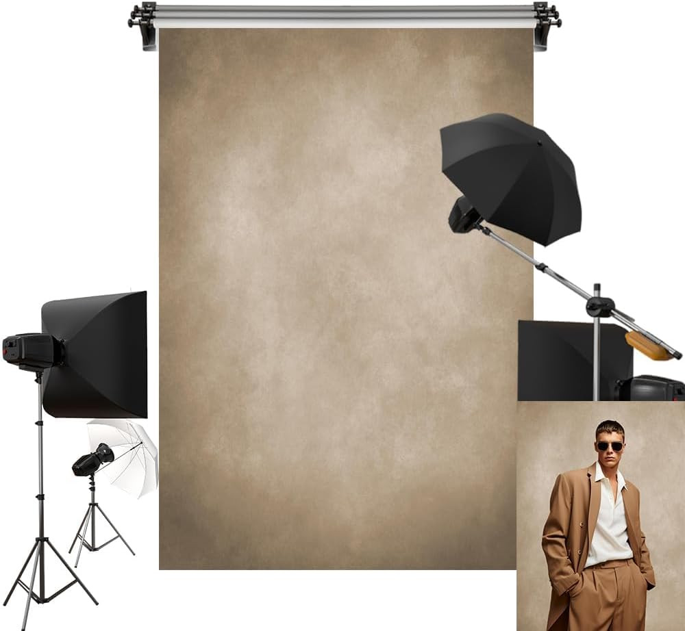 5X7Ft/1.5X2.2M Tan Portrait Backdrop Headshot Background Light Brown Texture Fab