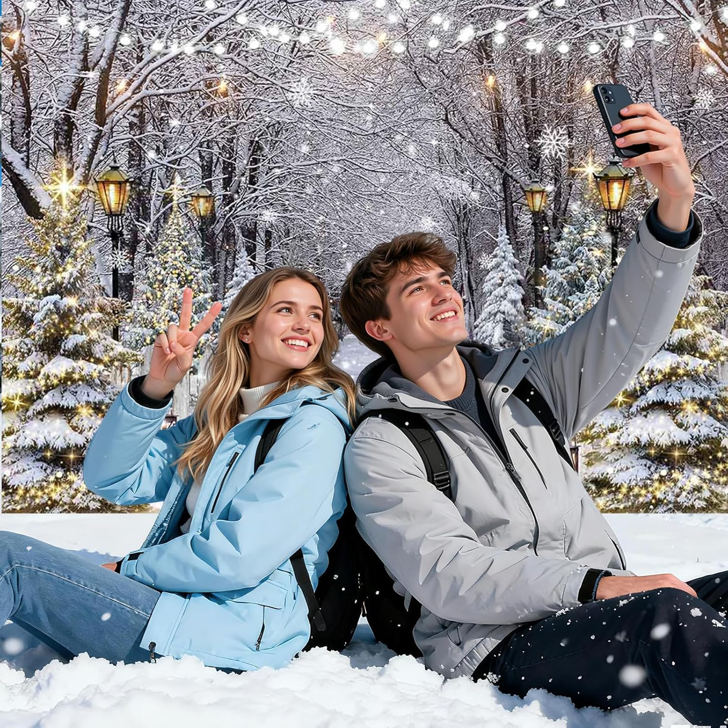 Winter Scene Backdrop Winter Snow Forest Party Decorations for Christmas Holi…