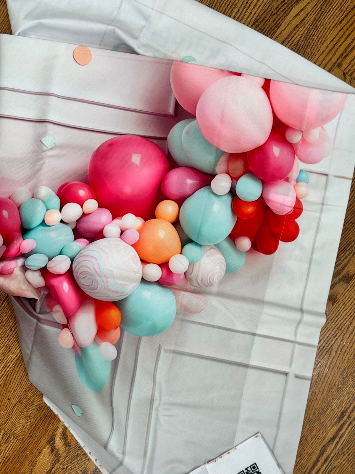 Pink Balloon Arch microfiber photo backdrop by Kate Backdrops 3’x5′, used once